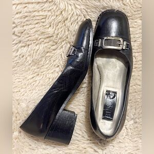 Buscemi Black Leather Square-Toe Loafers with Metal Bit